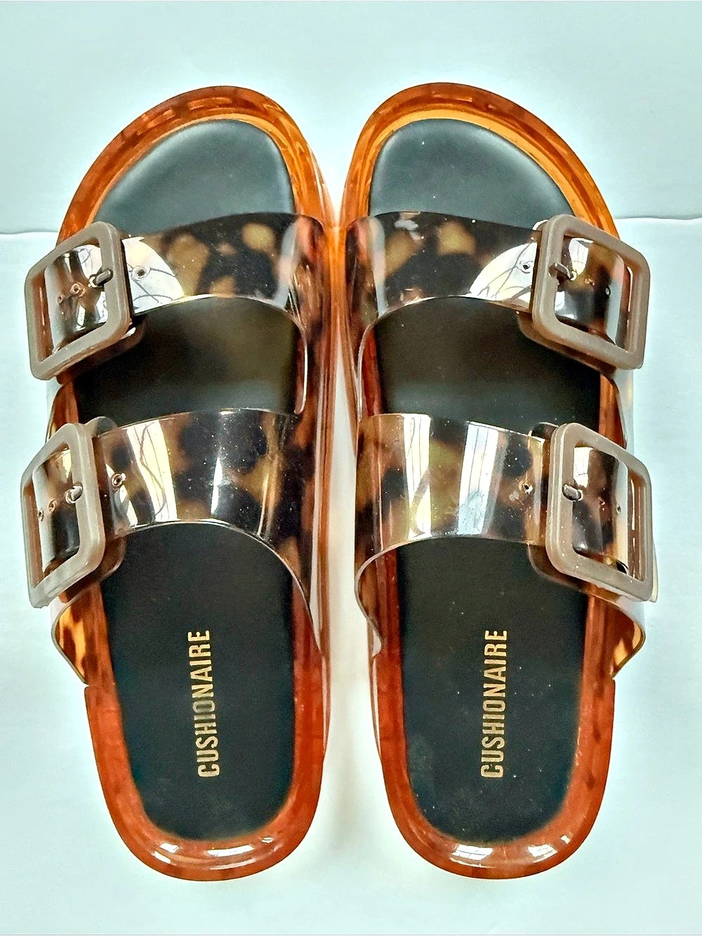 Cushionaire Pool Tortoise Jelly Double Buckle Slide Sandal Size 9